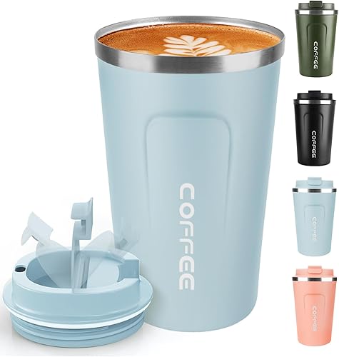 Miniatura 17 de Taza de café de 12 onzas – Taza de viaje aislada a prueba de derrames con tapa a prueba de fugas, taza de café de viaje de acero inoxidable al