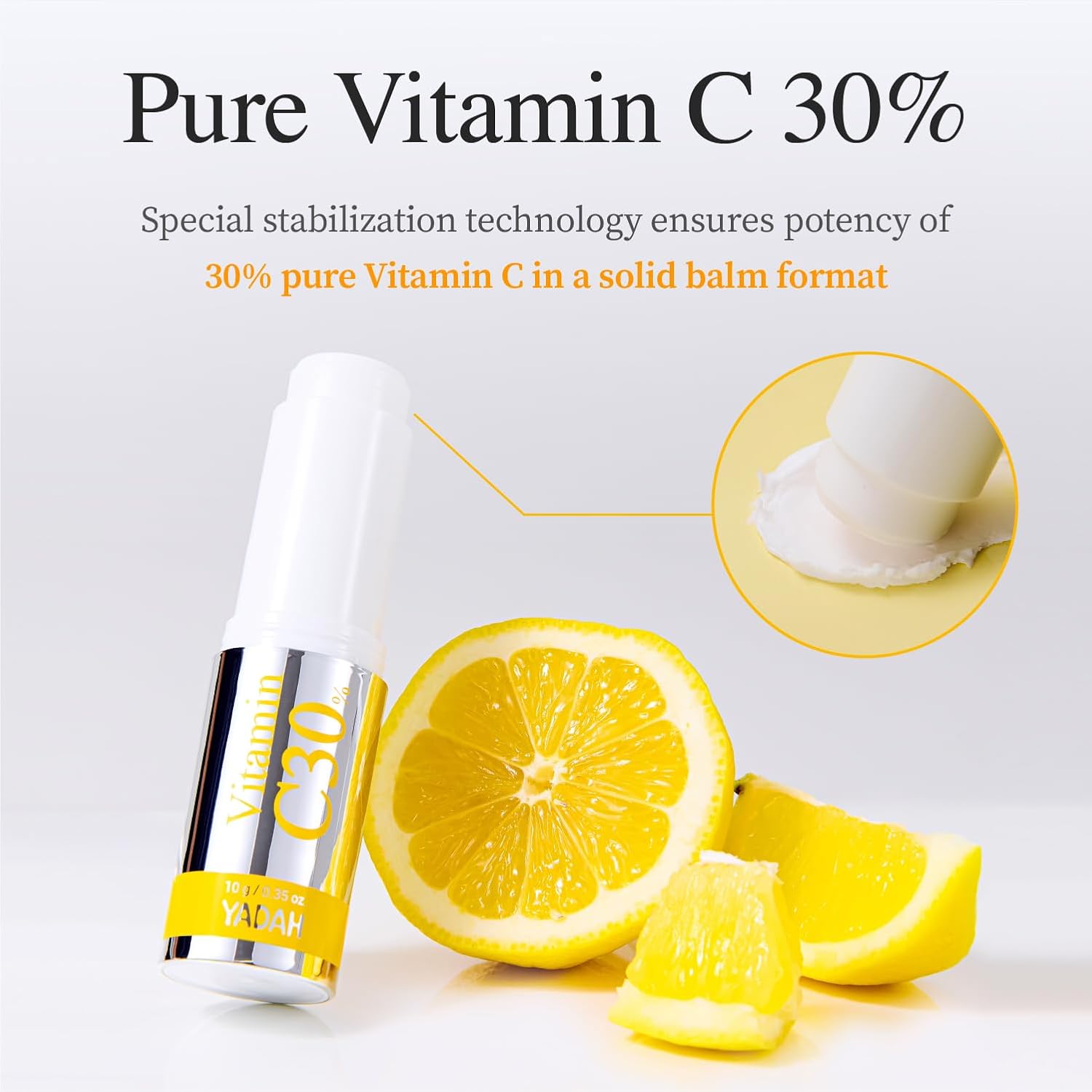 YADAH Vitamin C 30 Eye Correcting Balm (0.35oz) All-in-one Multi Care for Dark Spot Remover, 30% Pure Ascorbic Acid & Vitamin E for Radiant Nourished Skin Starter & Finishing Balm and Skin Brightening
