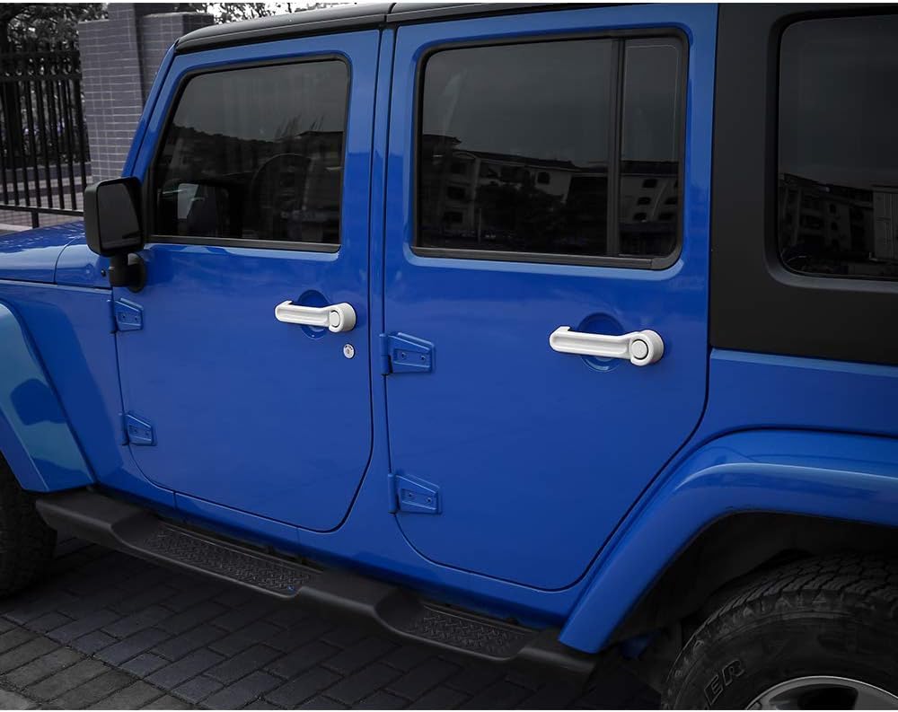 JeCar ABS Door Handle Cover Inserts & Tailgate Handle Cover Exterior Door Accessories for Jeep Wrangler JK 2007-2017 4 Door（White 5pcs/Set）