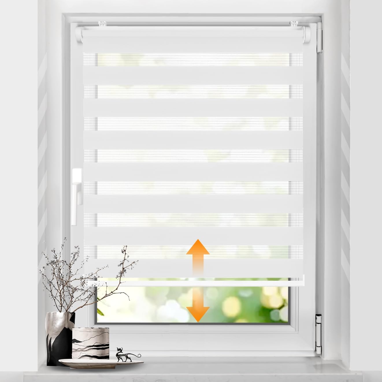 SBARTAR Doppelrollo schnurlos Klemmfix Rollos für Fenster ohne Bohren & zum Bohren, Weiß B105 x H120 cm (Stoffbreite 105 cm), Drücken Und Ziehen Springrollos, Lichtdurchlässig Aber Blickdicht | Klemmfix Rollos für Fenster ohne Bohren & zum Bohren Drücken