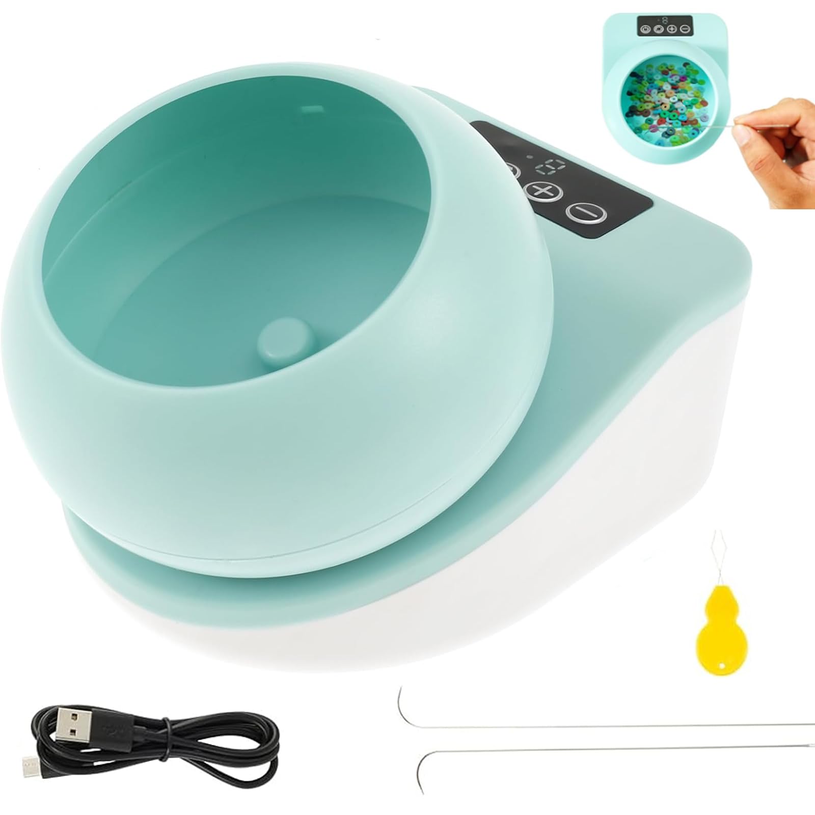 NALACAL Electric Bead Spinner, Adjustable Electric Bead Spinner for Jewelry Making Tool, Bead Spinner with Needle and Needle Threader for Bracelets and Necklaces
