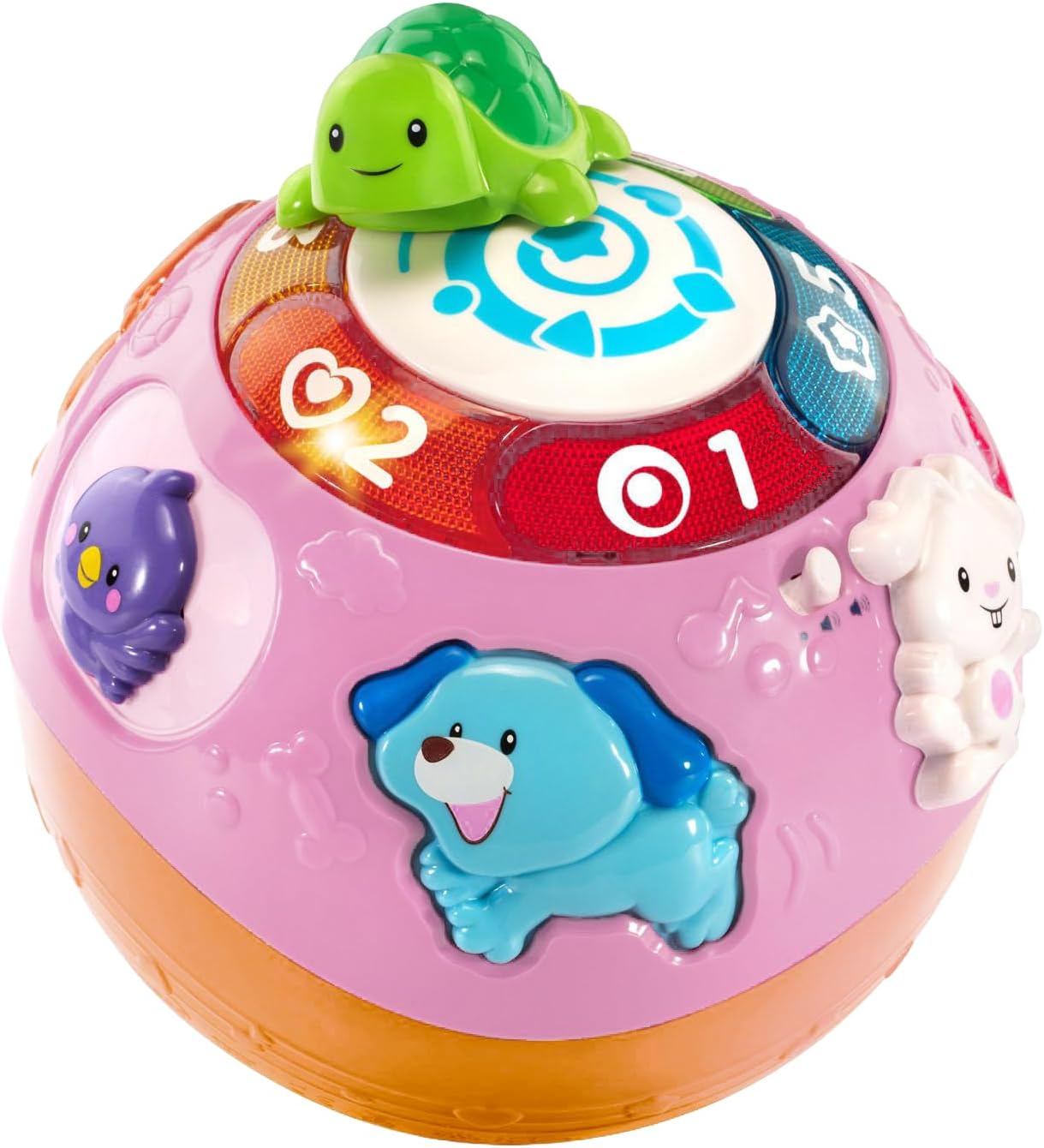 Crawl & Learn Baby Activity Ball, Musical Toy With Lights for Babies & Toddlers 6 Months+, English Version, Pink