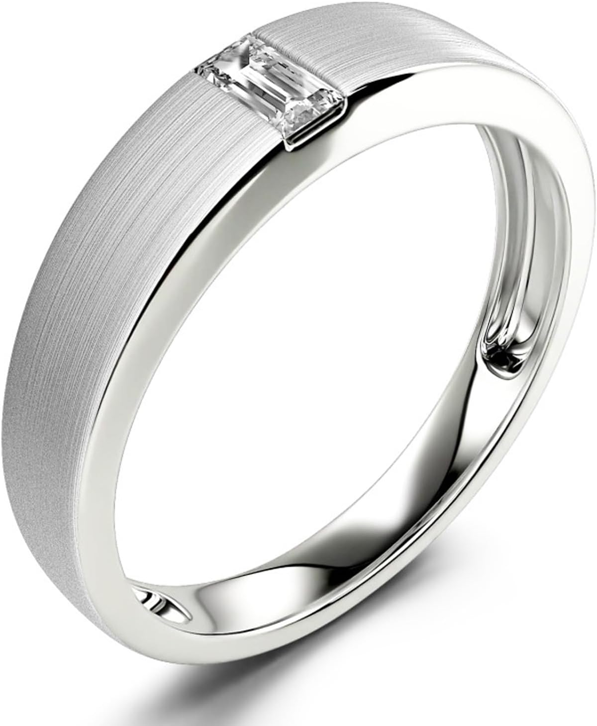 Jeulia Classic Mens Wedding Band Diamond Moissanite Ring 925 Sterling Silver D Color VVS1 Clarity Brilliant Round Cut Engagement Rings For Men Valentine's Day Jewelry Gift with Box