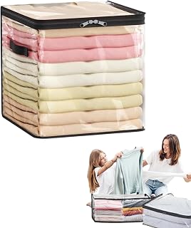 Large Heavy Duty Thick Plastic Clear Storage Bag For Clothes, Moving&Storage,Foldable Clear Storage Box With Lids,Crystal Storage Bins With Lids For Camping,Travel,Attic And Moving (1, 33 * 33CM)