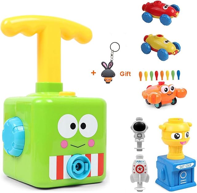 HOWADE Balloon Powered Launch Car,Inflatable Balloon Pump Hand Push Mini Plastic Air Power Balloon Racer Vehicle Car Toy for Kids Gift