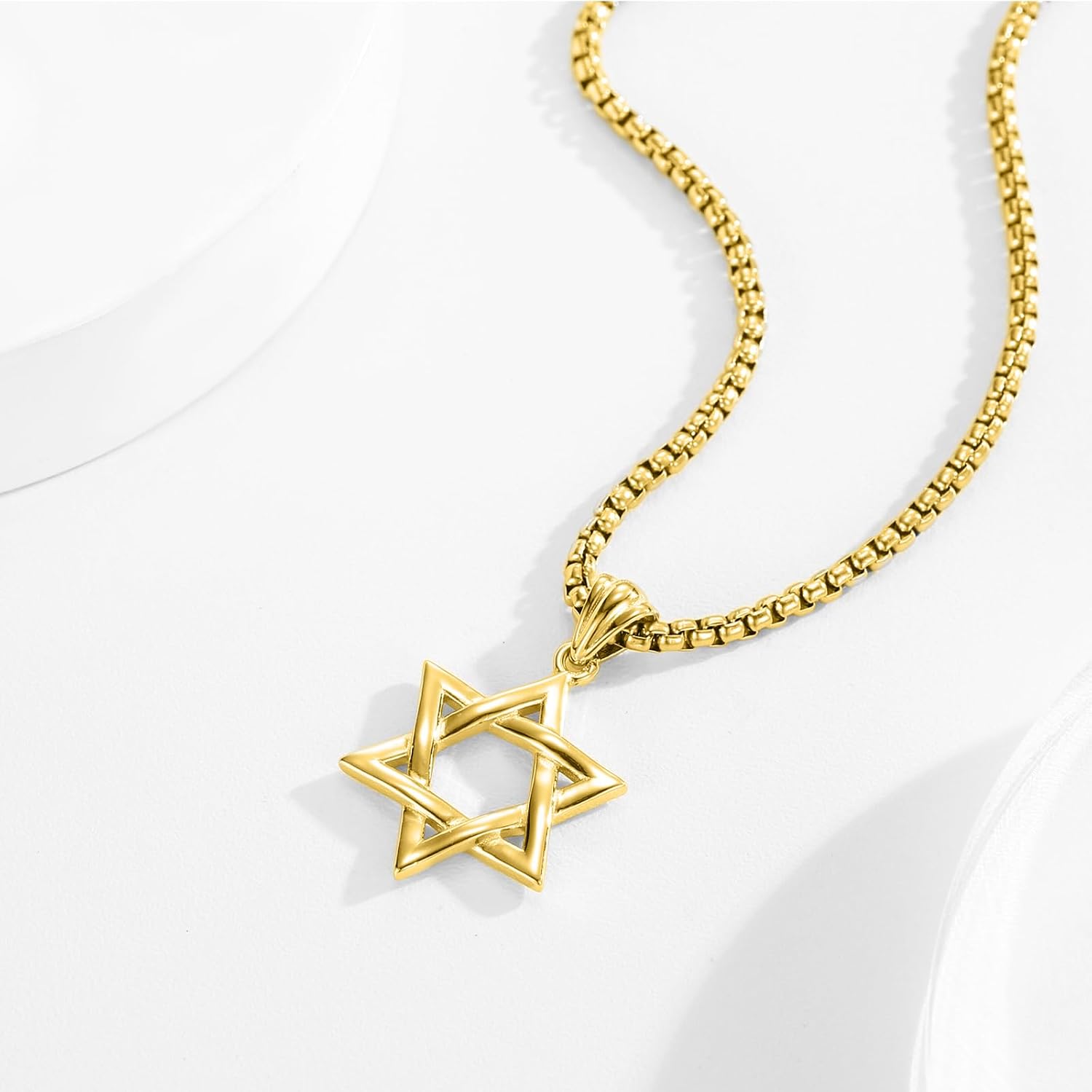 925 Sterling Silver Jewish Star of David Necklace with Stainless Steel Chain