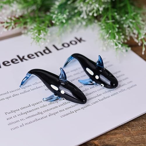 Miniatura 5 de Figura de vidrio soplado hecha a mano, colección de animales, escultura de vidrio soplado, decoración del hogar con vidrio soplado (ballena