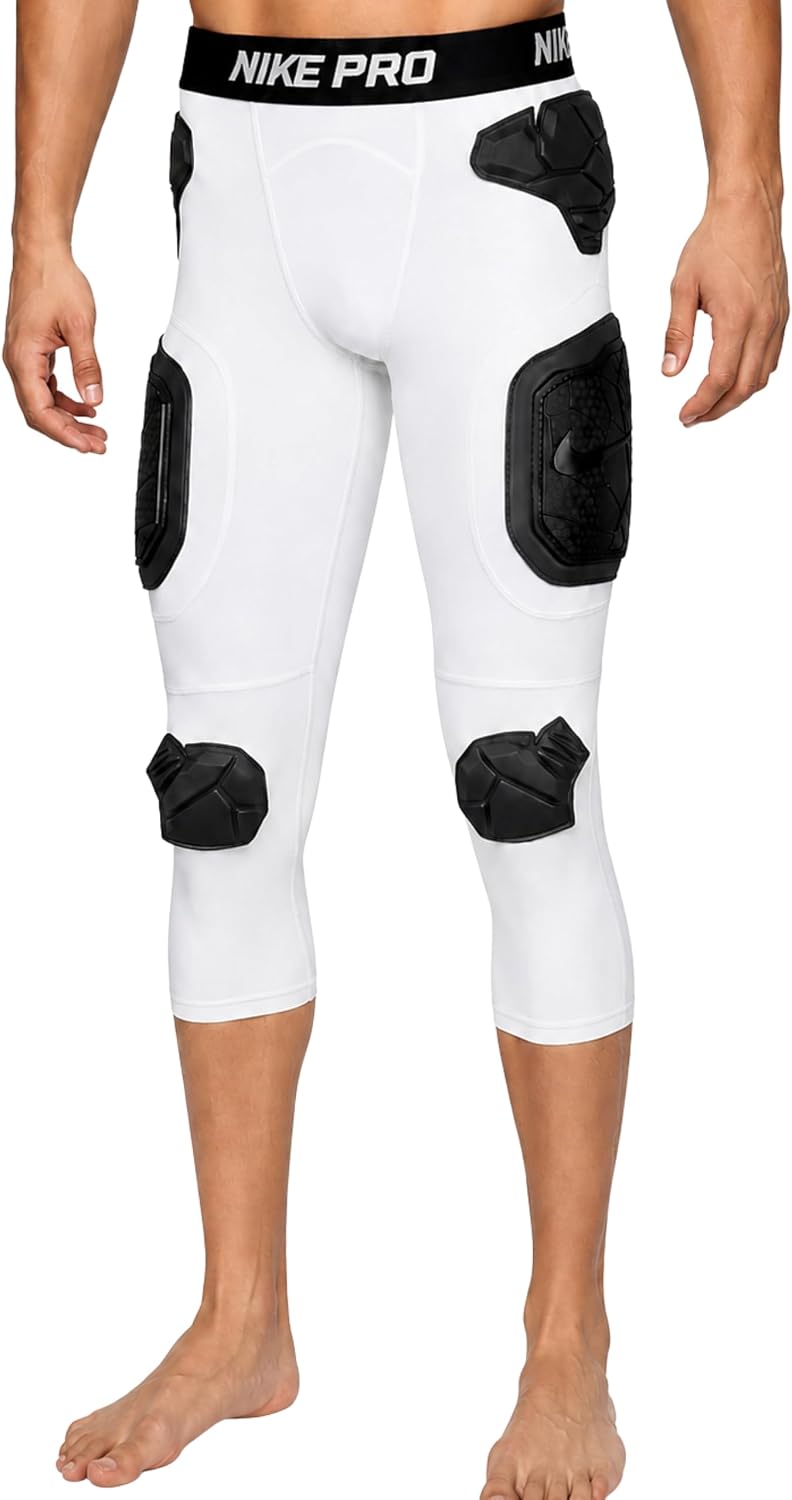 Nike Pro Hyperstrong 7-Pad 3/4 Football Girdle - Hardplate Compression Tights with Integrated Hip, Thigh, Tailbone & Knee Pad