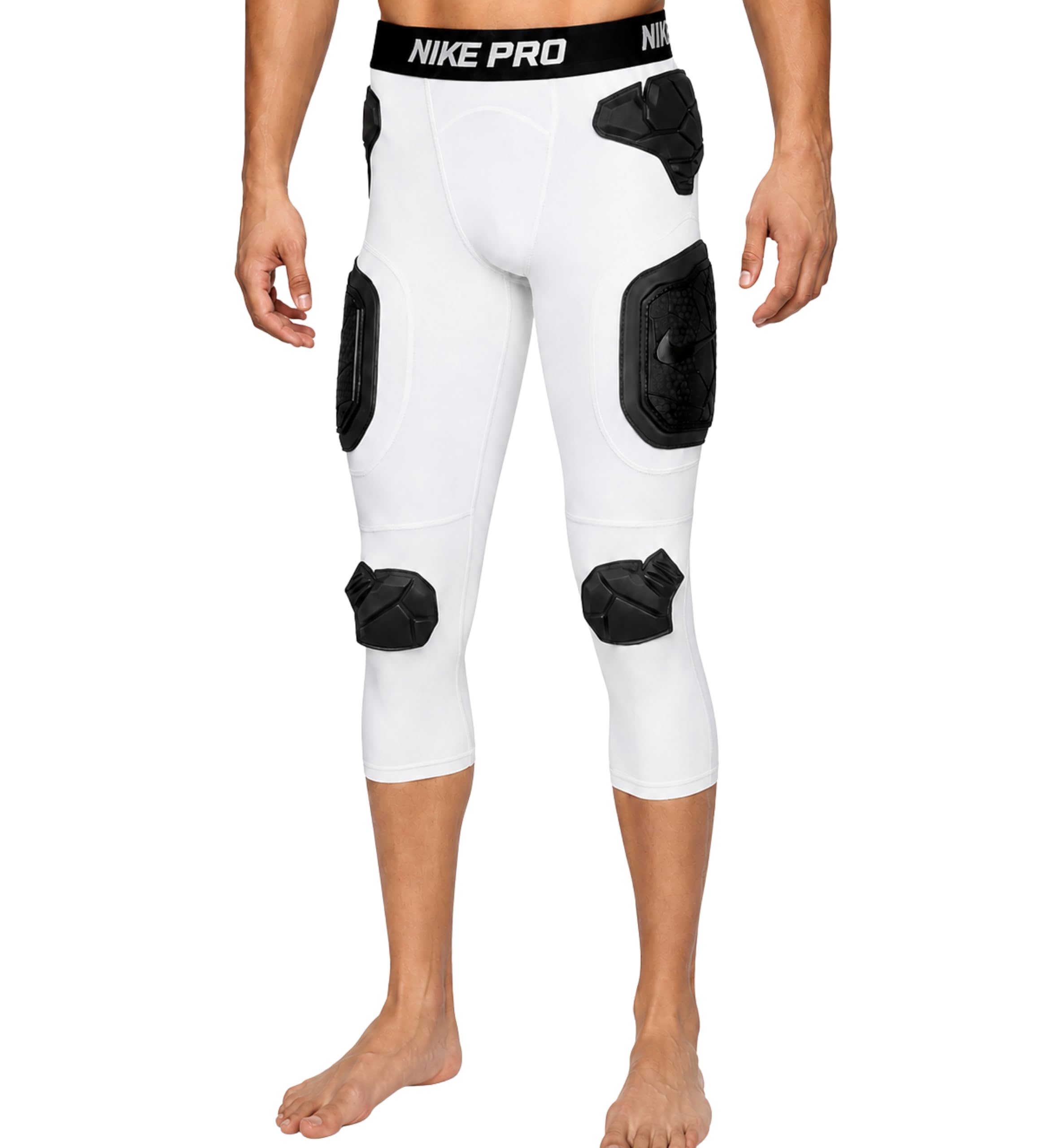 Nike Pro Hyperstrong 7-Pad 3/4 Football Girdle - Hardplate Compression Tights with Integrated Hip, Thigh, Tailbone & Knee Pad
