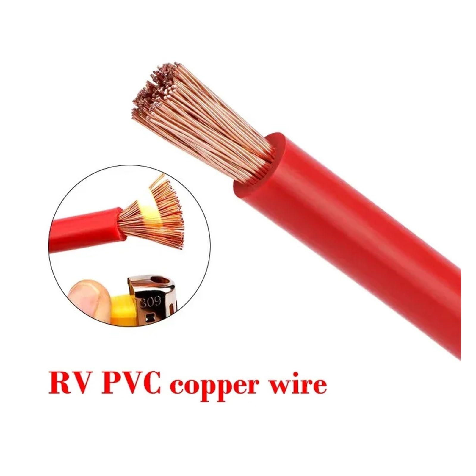 10/20/50/100 cm RV-Batteriekabel aus reinem Kupfer, verseilt, 8, 6, 4 AWG, mit verzinntem M8-Kupfer-SC-Anschlusskabelschuh for Wechselrichter, Auto, Solar(Red,50CM_4 AWG)