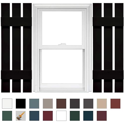 Mid America Board and Batten 12" 3 Board Spaced Vinyl Standard Shutter (1 Pair) - 12 x 43 002 Black