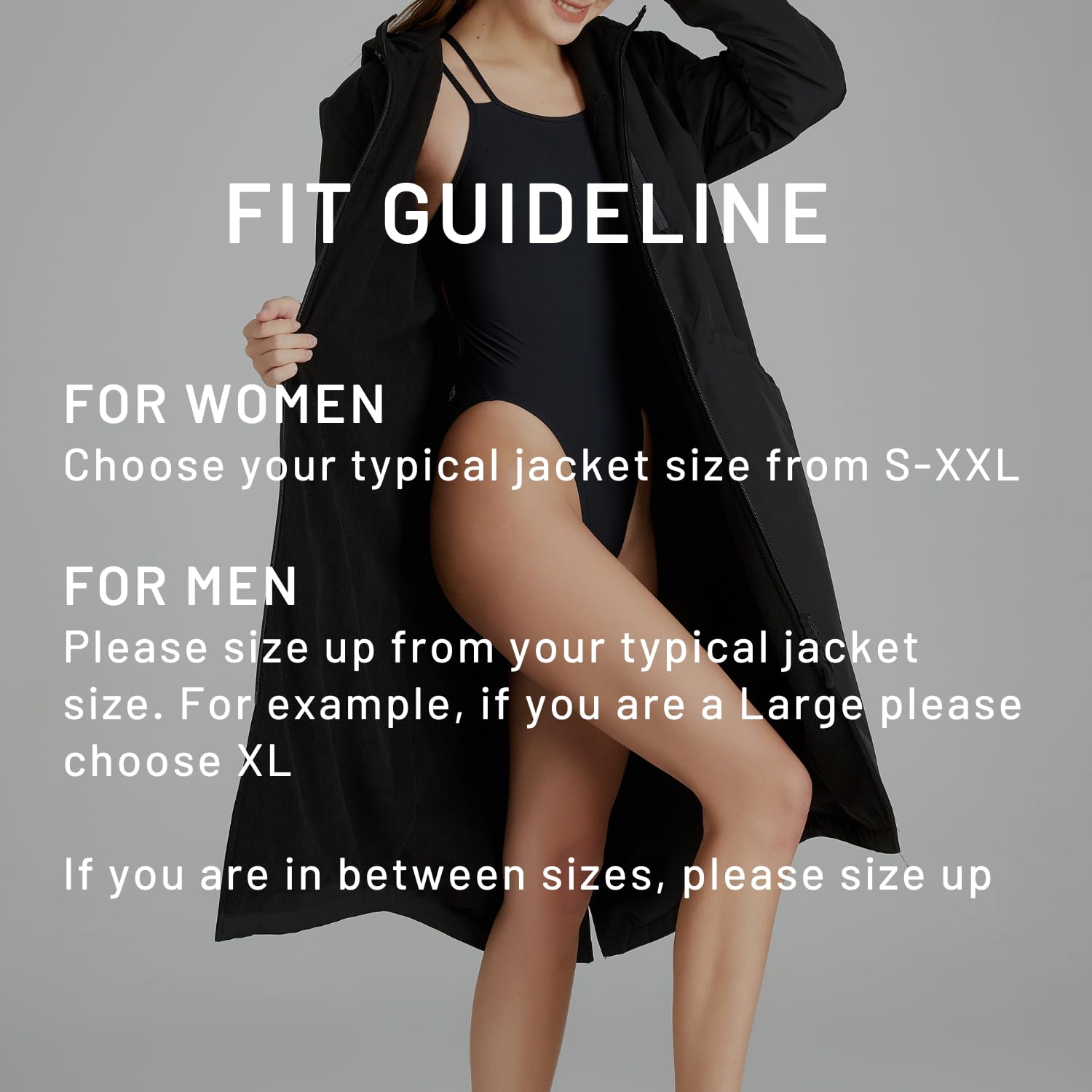 Onvous Swim Parka Women | Swim Coats for Women | Swimming Parka Swim Jacket (US, Alpha, XX-Large, Regular, Regular, Black)