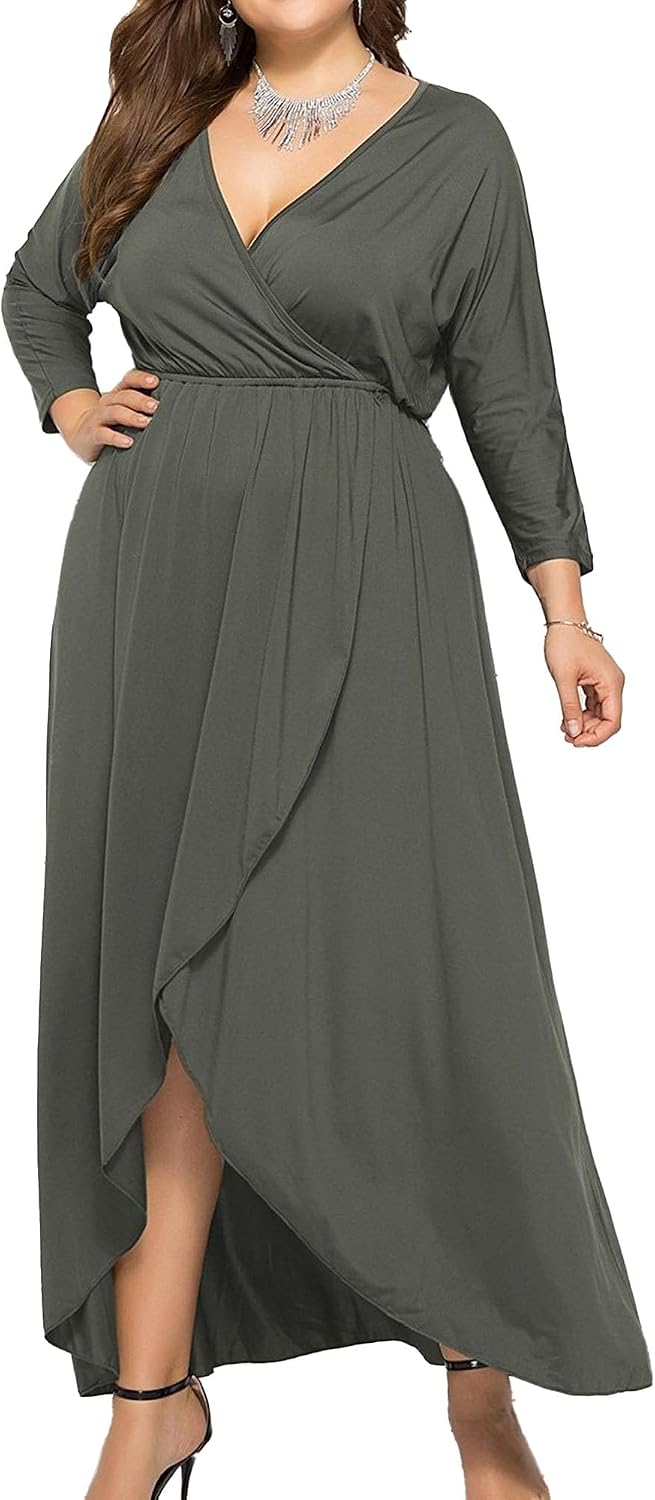 Women's Sexy Deep V Neck Long Sleeve Dress Casual Plain Bodycon Ruched Wrap Dresses Cocktail Mini Dresses Evening Party