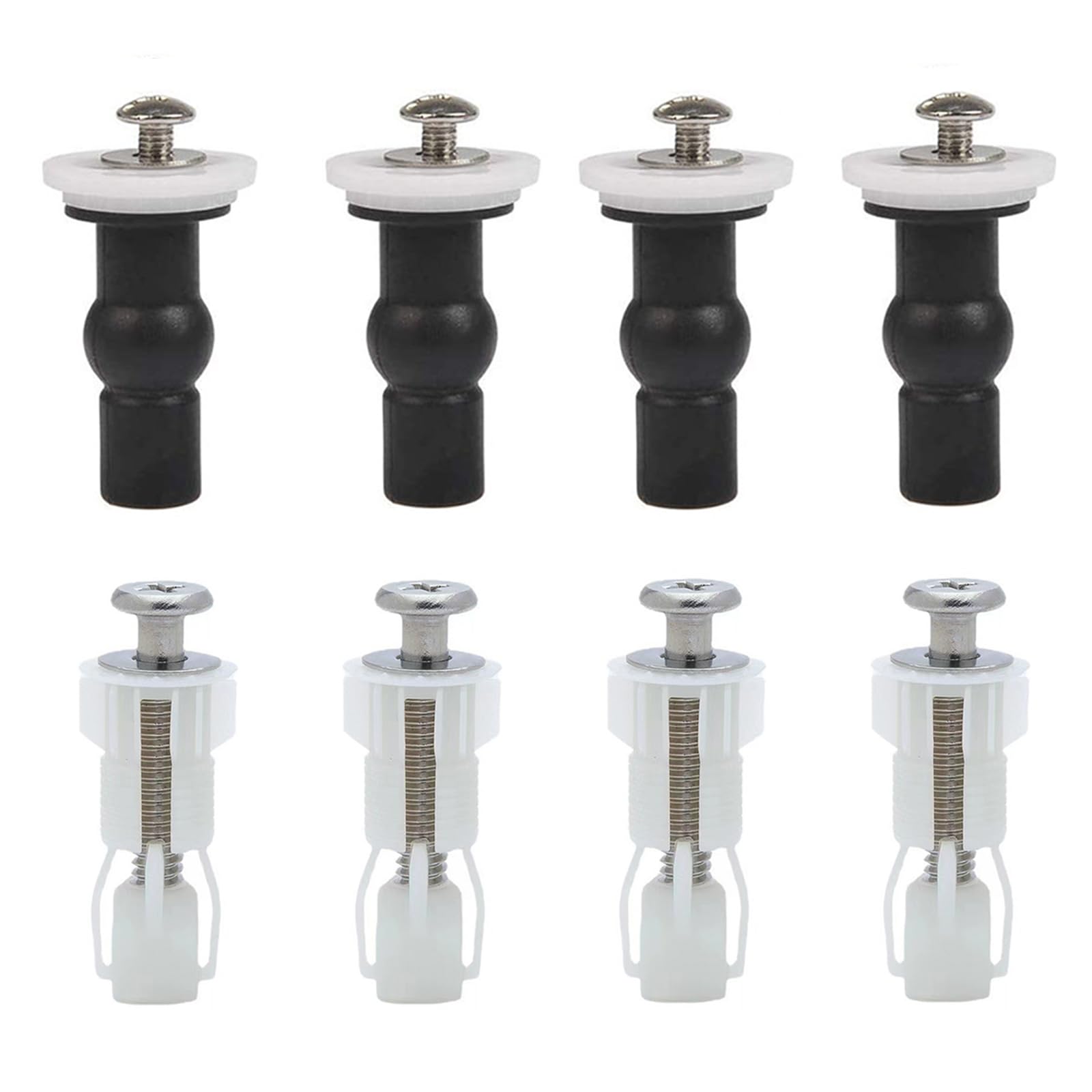 Toilet Seat Fixings, 8 Pieces Toilet Seat Hinges Blind Holes Expansion Rubber Screws Walnut Washer for Fixing Toilet Seat, Toilet Seat Accessories, Toilet Seat Fixing Set