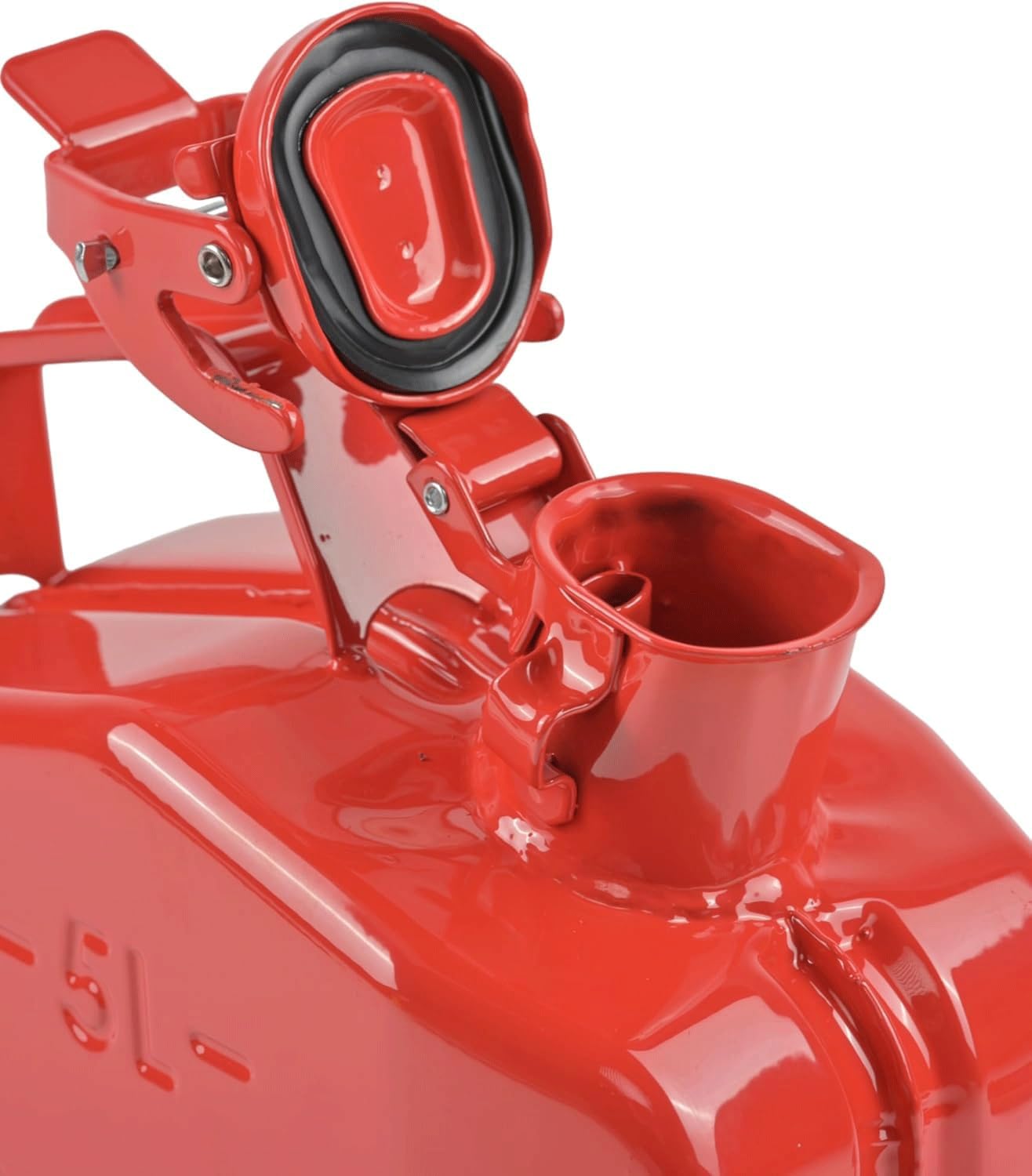 Bidón de combustible de 5/10/20 litros - Depósito de combustible metálico portátil con asa de 3 capas | Apto para coches, camiones y motocicletas, con boquilla extendida - Rojo(5L)