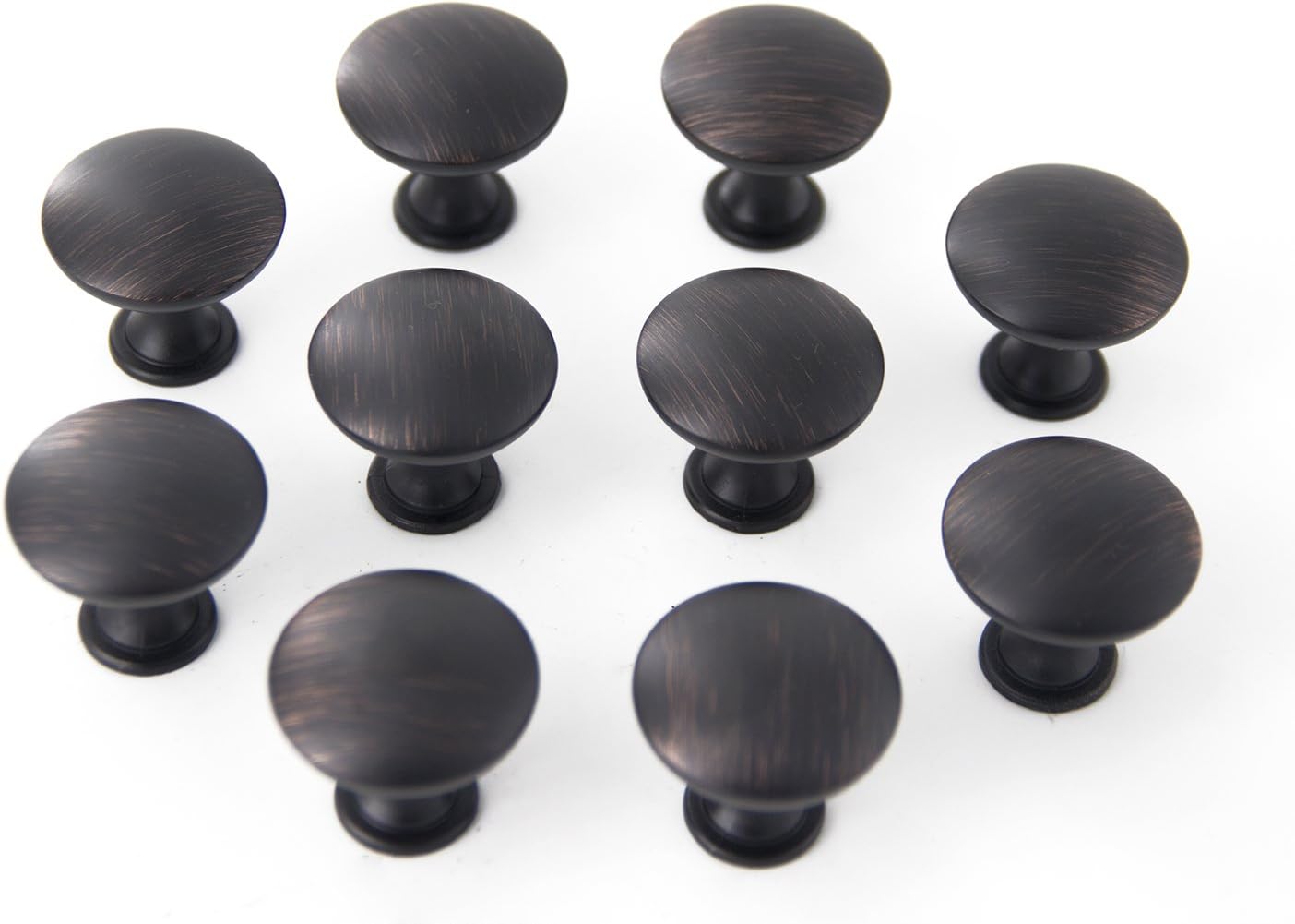ORB Oil Rubbed Bronze Round Cabinet Knobs Small Traditional Kitchen Dresser Drawer Knobs Cabinet Pull Handles - 1 1/4 Inch Diameter - 10Pack Furniture Hardware
