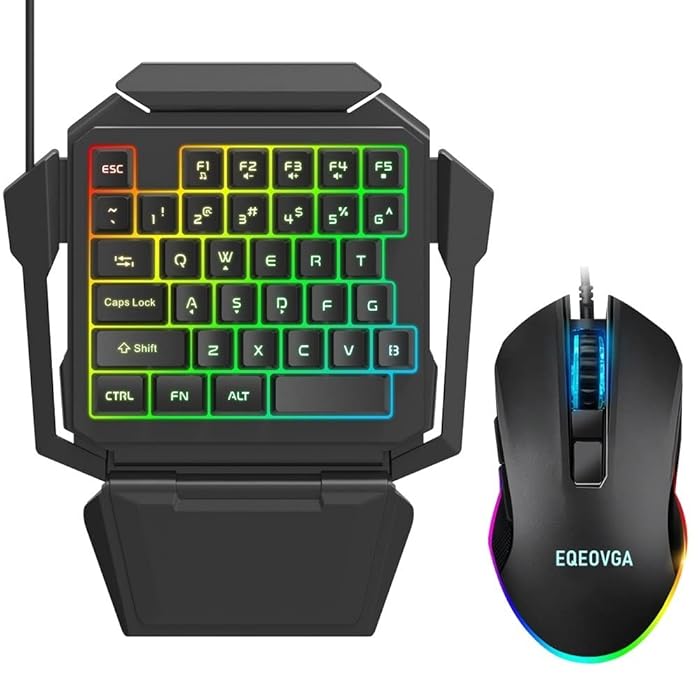 Buy One Handed RGB Gaming Keyboard and Mouse Combo, 35 Keys Portable