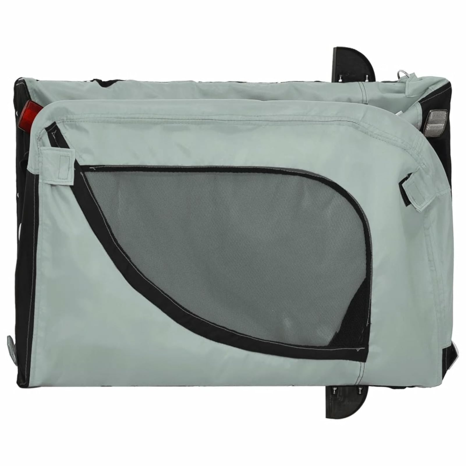 Gecheer Fahrradanhänger für Hunde, Grau und Schwarz, Oxford-Gewebe und Eisen, 133x69x73,5 cm, mit Zwei Türen, Netzfenstern und Reflektoren, for Haustiertransport, Camping oder Einkäufe
