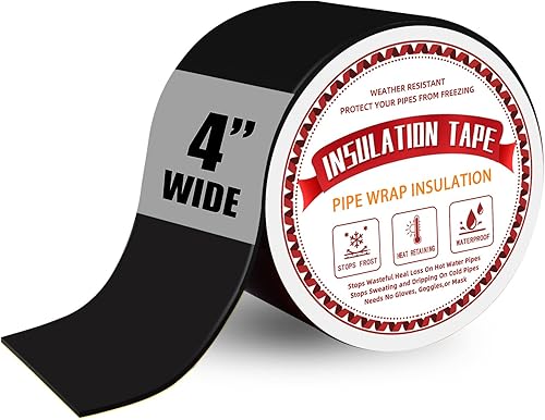 Vista 28 de TOHONFOO Envoltura de tubería - Cinta aislante de tubería de agua marrón para exteriores de 4 pulgadas x 15 pies, cinta térmica para líneas de CA