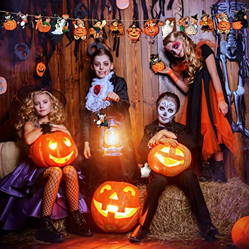 Image of Geelin 24 Pcs Vintage Halloween Wooden Ornaments | Pumpkin Witch Ghost Black Cat Wood Cutout, Retro Halloween Decorations, for Tree Home Mantel Wreath Party Decor