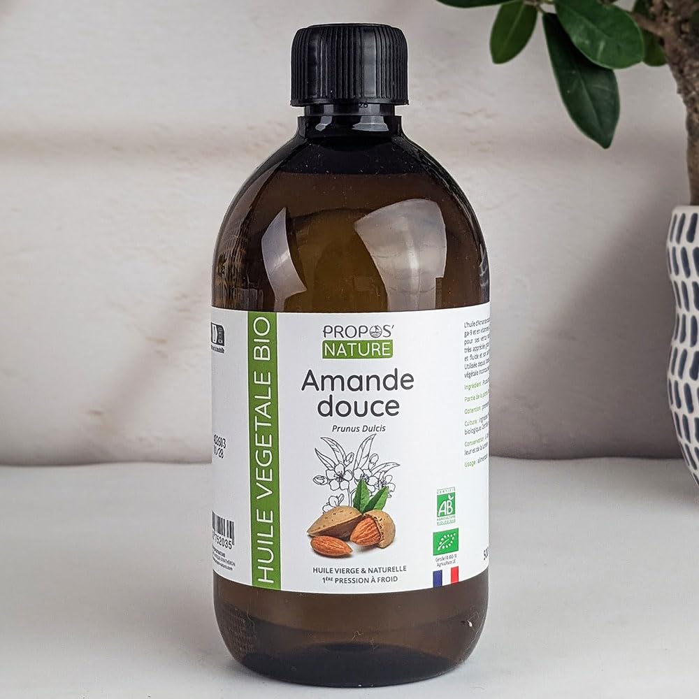 Huile d'Amande Douce Bio - Prunus Amygdalus Dulcis Oil - Huile vierge - 100% pure et naturelle - 500ml - PROPOS'NATURE