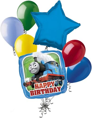 7 piezas Thomas the Train Feliz cumpleaños globo ramo decoración fiesta PBS tanque