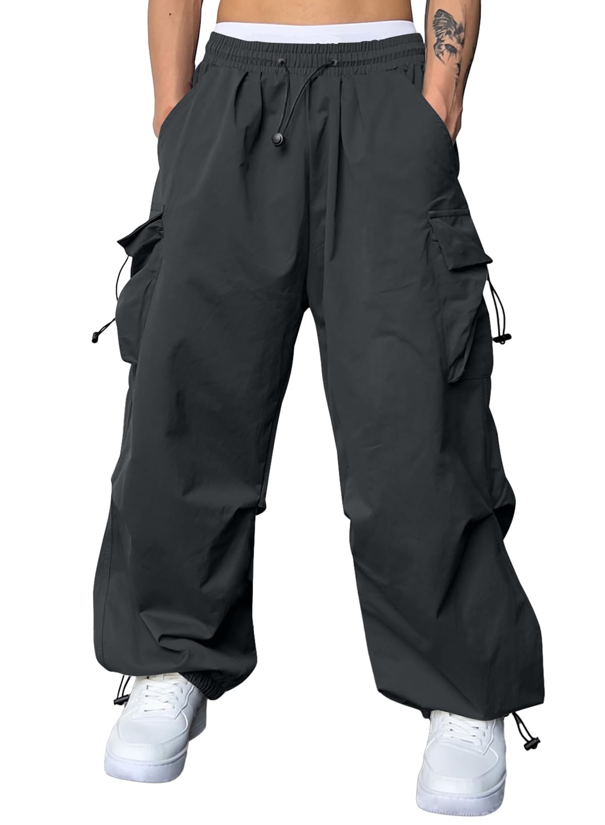 JMIERR Cargohose Herren Baggy Hosen Y2K Herren Parachute Loose Fit Hip Hop Cargo Hose für Männer Jogginghose Sweatpants Streetwear