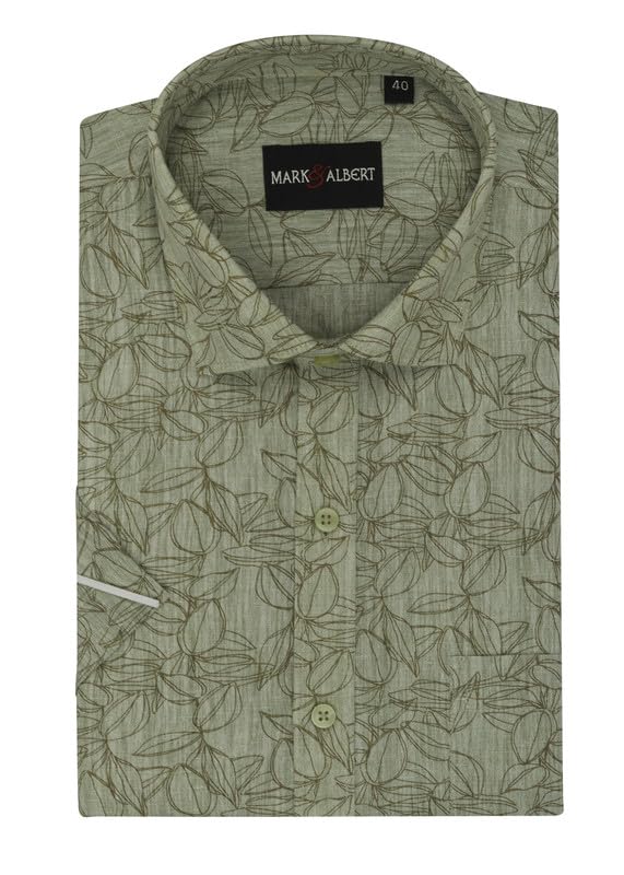 Image of MARK & ALBERT Men's Half Sleeve Linen Slim Fit Shirt