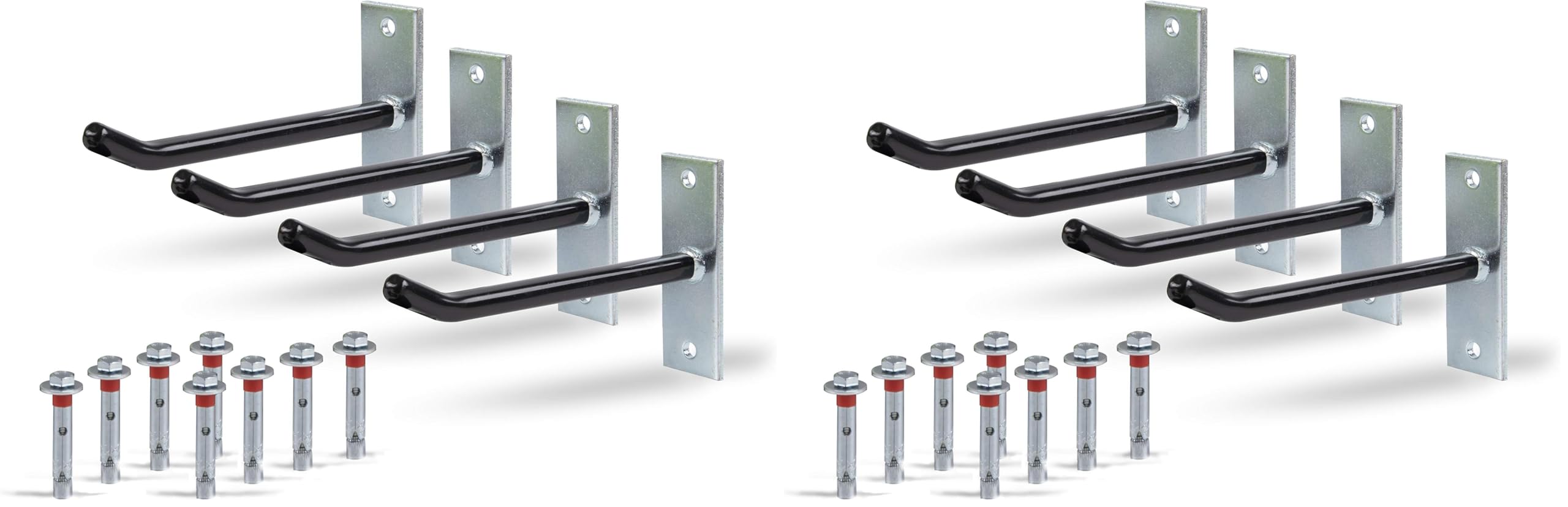 Alberts 801960 Felgenhalter-Set | Wandhalterung für Autofelgen | Reifenhalter mit überzogenem PVC-Schlauch | galvanisch verzinkt | 20 cm lange Felgen-Haken (Packung mit 2)