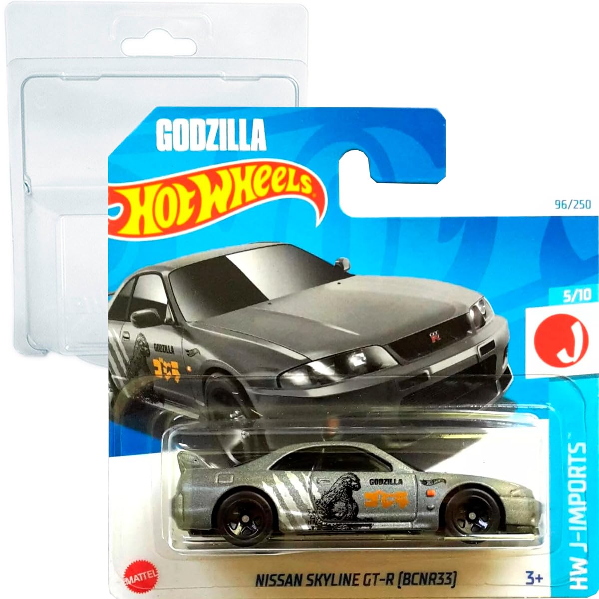 Hot Wheels Nissan Skyline GT-R Godzilla (BCNR33) HW J-Imports 5/10 (96/250) HTD96 Grey 2024 + Protector Short Card Frikimonkey