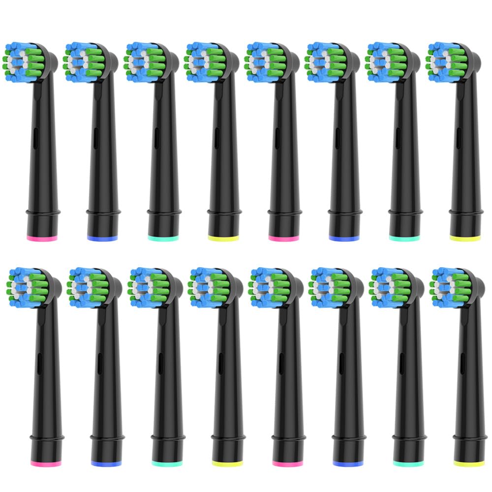 Pack of 16 Precision Clean Replacement Toothbrush Heads Compatible with Oral B Electric Toothbrushes, Black