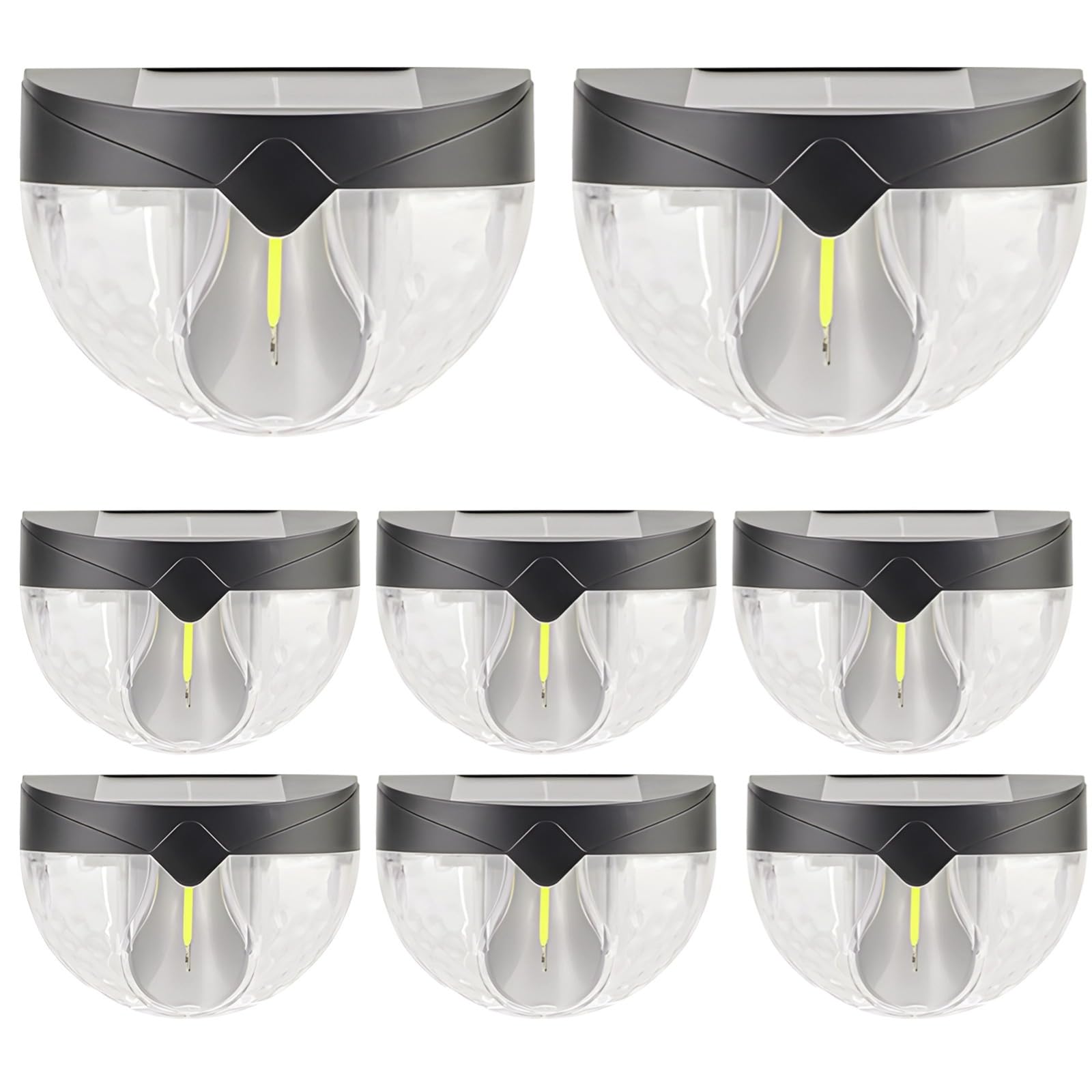 Lot de 8 lampes solaires décoratives pour chemin, terrasse, marches, clôture, design demi-cercle, appliques murales de jardin d'extérieur, éclairage paysager à énergie solaire ABS étanche