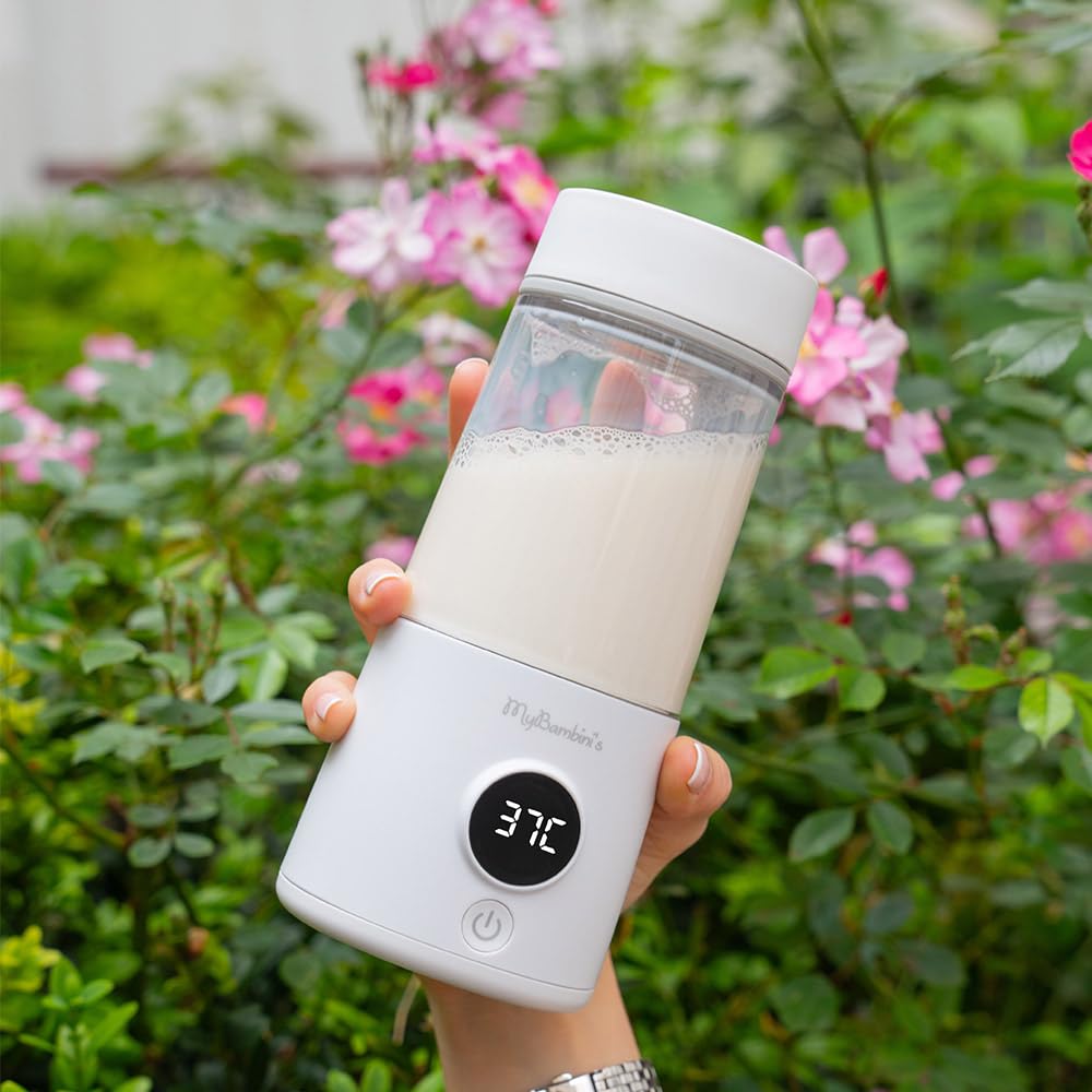 Scaldabiberon thermos di MyBambini scaldabiberon thermos per bambini in viaggio, scaldabiberon ricaricabile, riscaldamento rapido, 4 impostazioni di temperatura, riscalda fino a 8 biberon