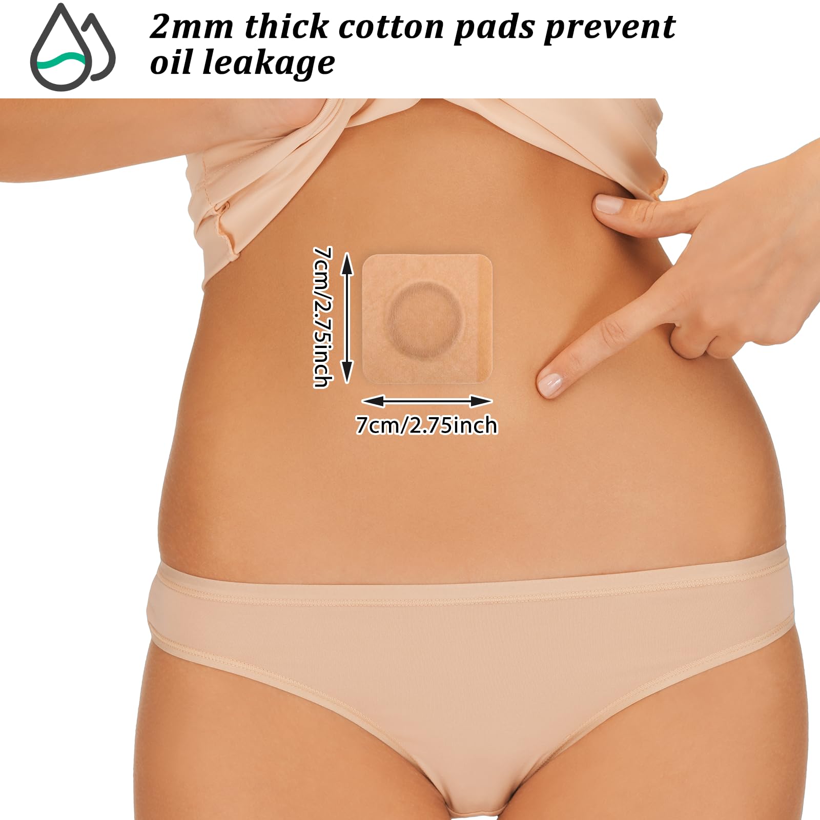 COMNICO 20PCS Castor Oil Pack Wrap, No Washing Self-Adhesive Cotton Castor Oil Patches 2.75