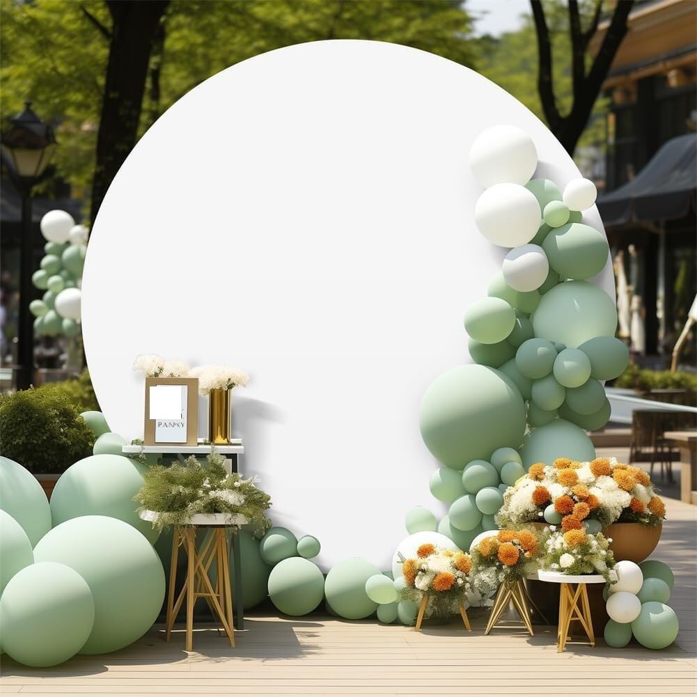 Pokrowiec na łuk dekoracyjny, Tło z okrągłym łukiem na ślub, urodziny i baby shower Multicolor od 6 stóp do 7,2 stopy(White,6.5ft (diameter 2 m round))