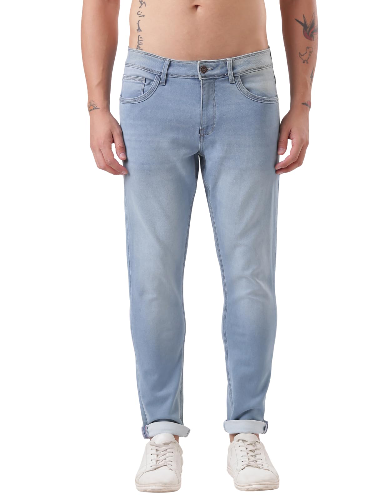 turms Men's Cool Tech ICY Comfort Solid Mid Rise Tailored Fit Stretchable Travel Edition Comfort Denim Jeans Cotton Rich Pant | 3Degree Cooler Anti Odor UV Protectant (Available in Plus Sizes)-picture-44