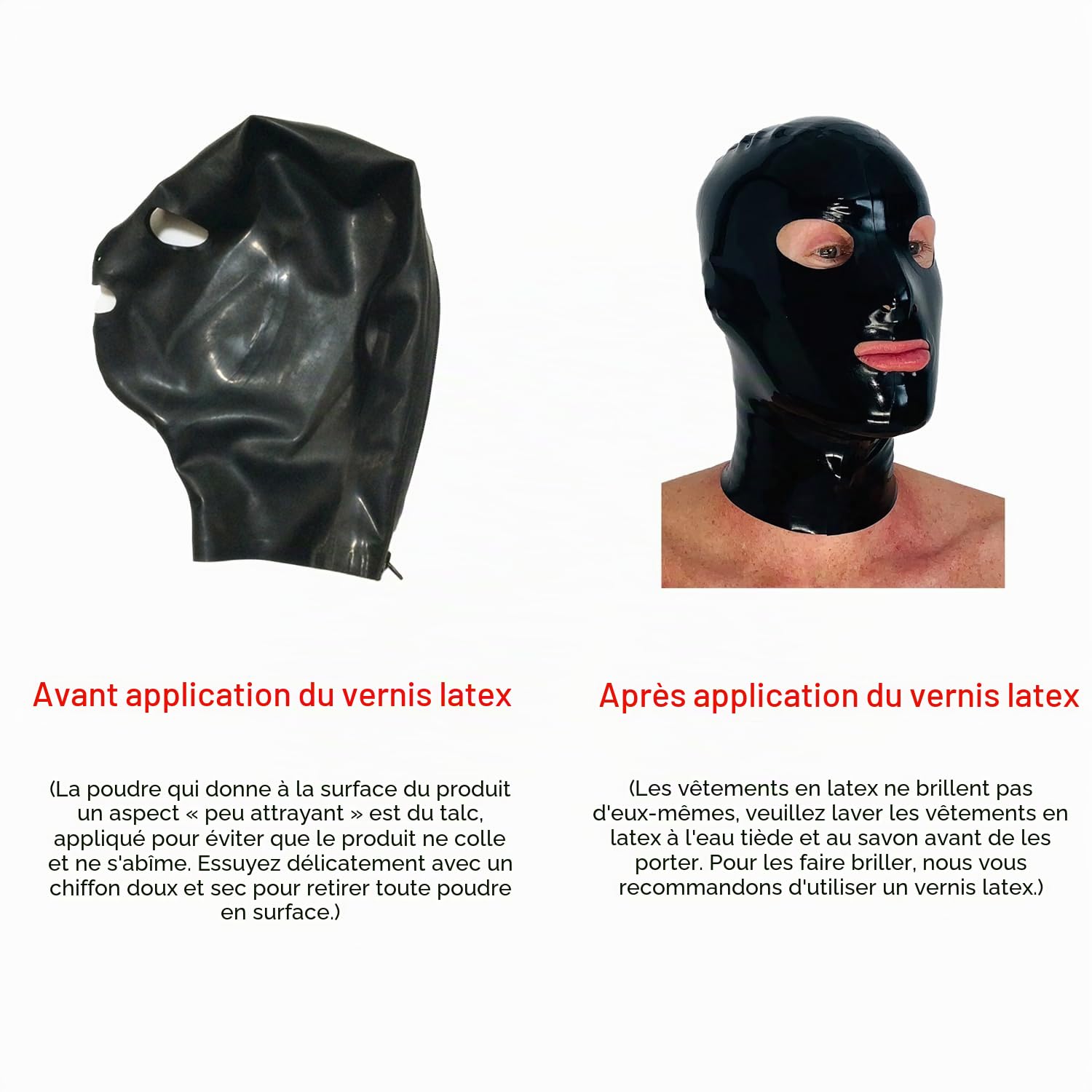 Masque Cagoule Latex Noir,Masque Caoutchouc Intégral Unisexe pour Tête Décoration,Déguisements Club D'Halloween Cosplay