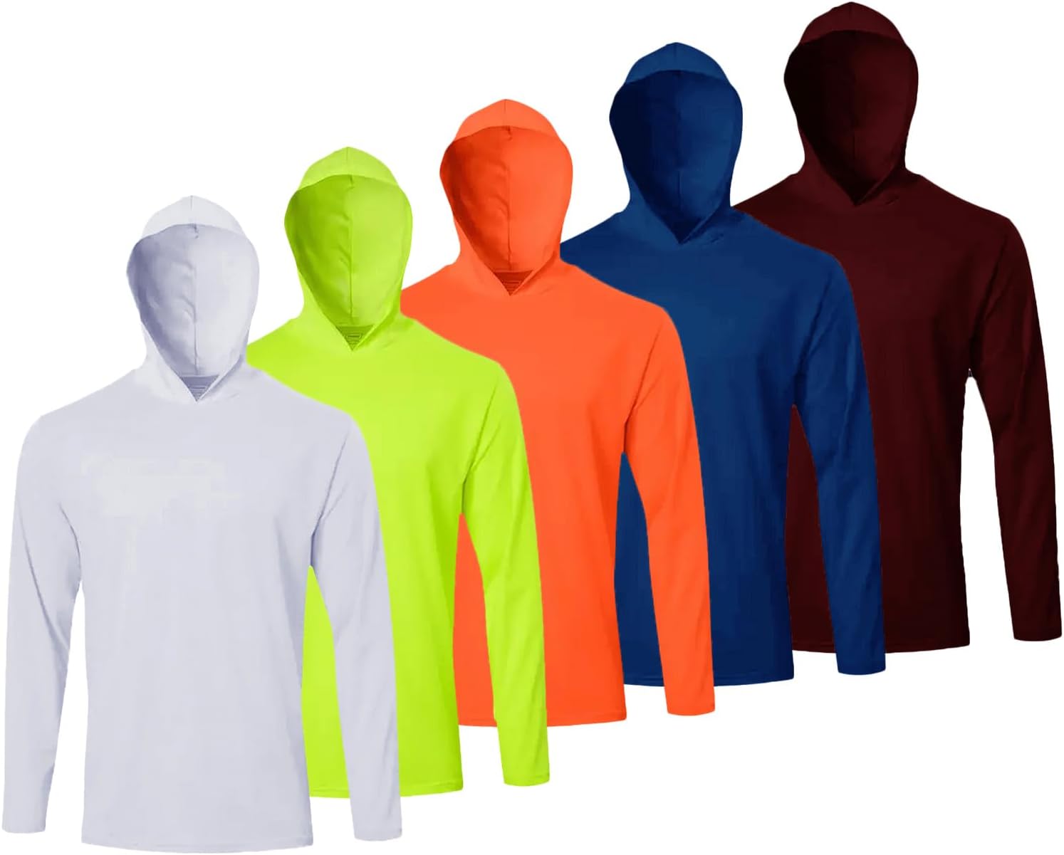 LeeHanTon Mens Long Sleeve Shirt Lightweight Sun Protection Fishing Shirts Athletic Hoodie Shirts 5 Pack
