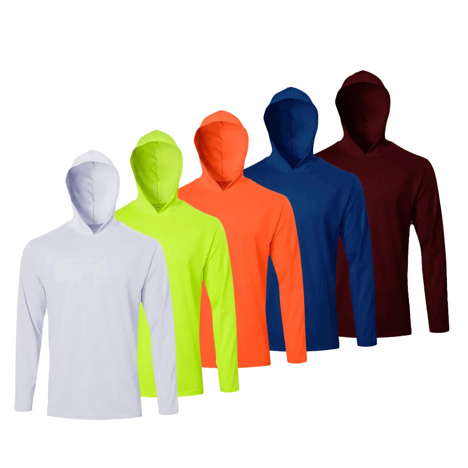 LeeHanTon Mens Long Sleeve Shirt Lightweight Sun Protection Fishing Shirts Athletic Hoodie Shirts 5 Pack