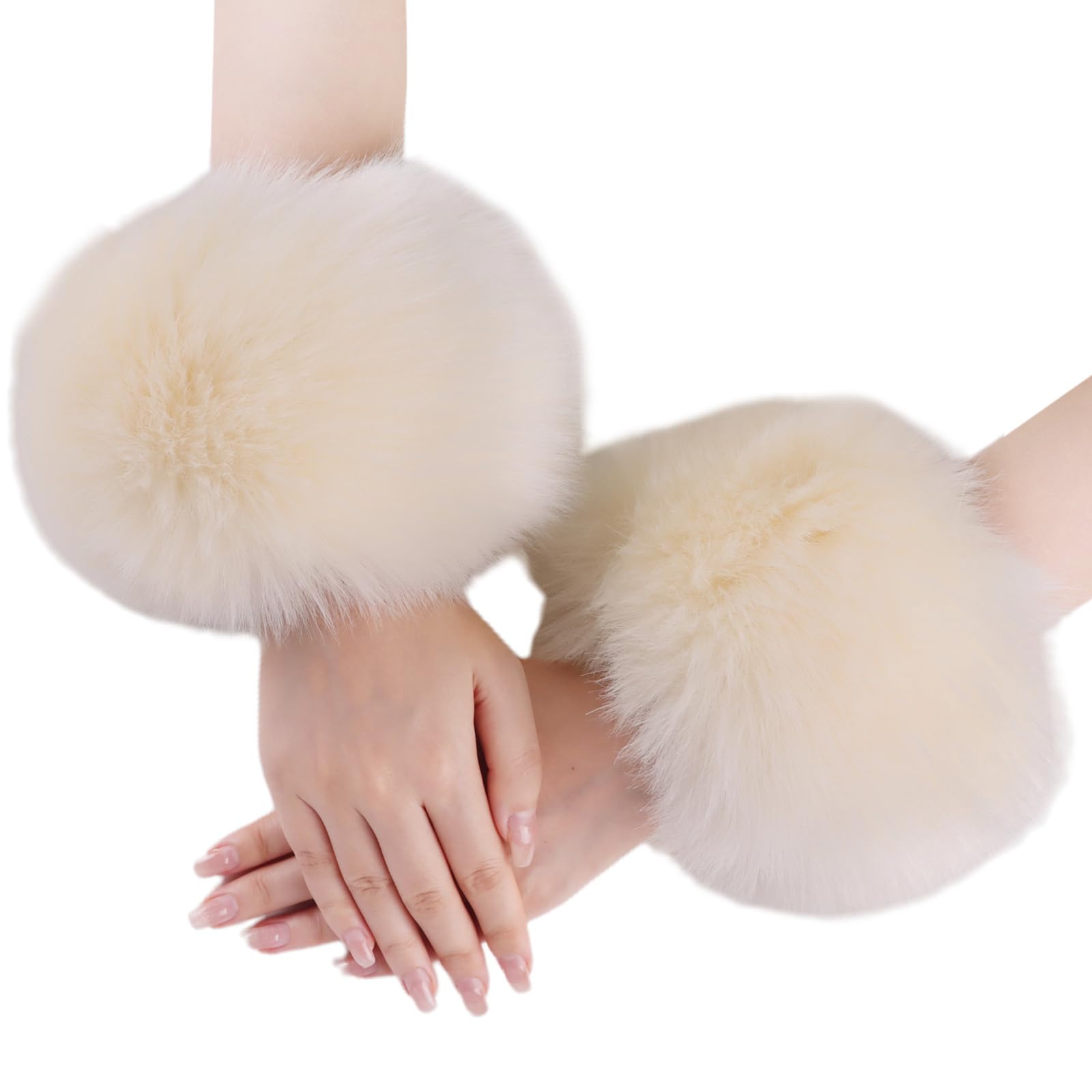 PeecabeWinter Women Fuzzy Arm Warmers Girls Faux Fur Short Wrist Cuffs Fluffy Soft Wrist Cover Ankle Warmer