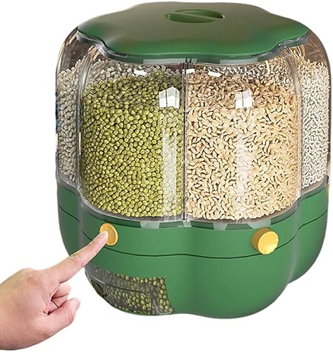 Enfudid Contenedor de almacenamiento de granos de alimentos de gran capacidad, dispensador de arroz de 6 rejillas, caja de almacenamiento de