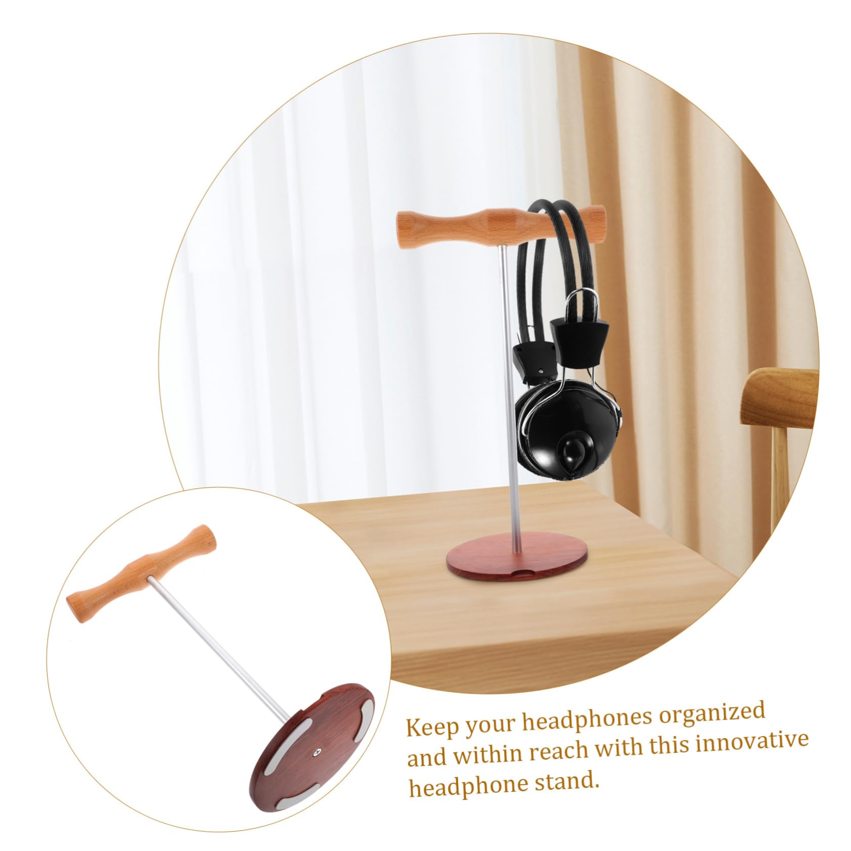 Estante de Hongo sólido Estante para Colgar Auriculares Soporte de sobremesa para Auriculares Soporte Universal para Auriculares Soporte para Auriculares de Mesa Madera