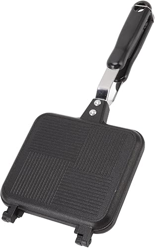 Sandwichera, sartén de aluminio para sándwiches de estufa y panini, sartén antiadherente para quesos a la parrilla con mango largo para hacer gofres