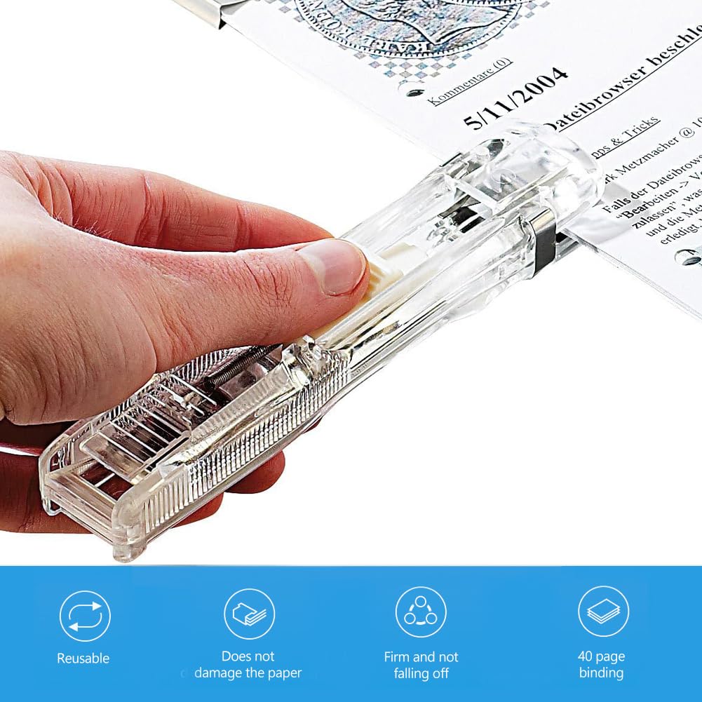 Dispenser Per Mollette WUDQIJI - 2 Cucitrici Creative Con 100 Clip Riutilizzabili Per Fogli - Foto 6