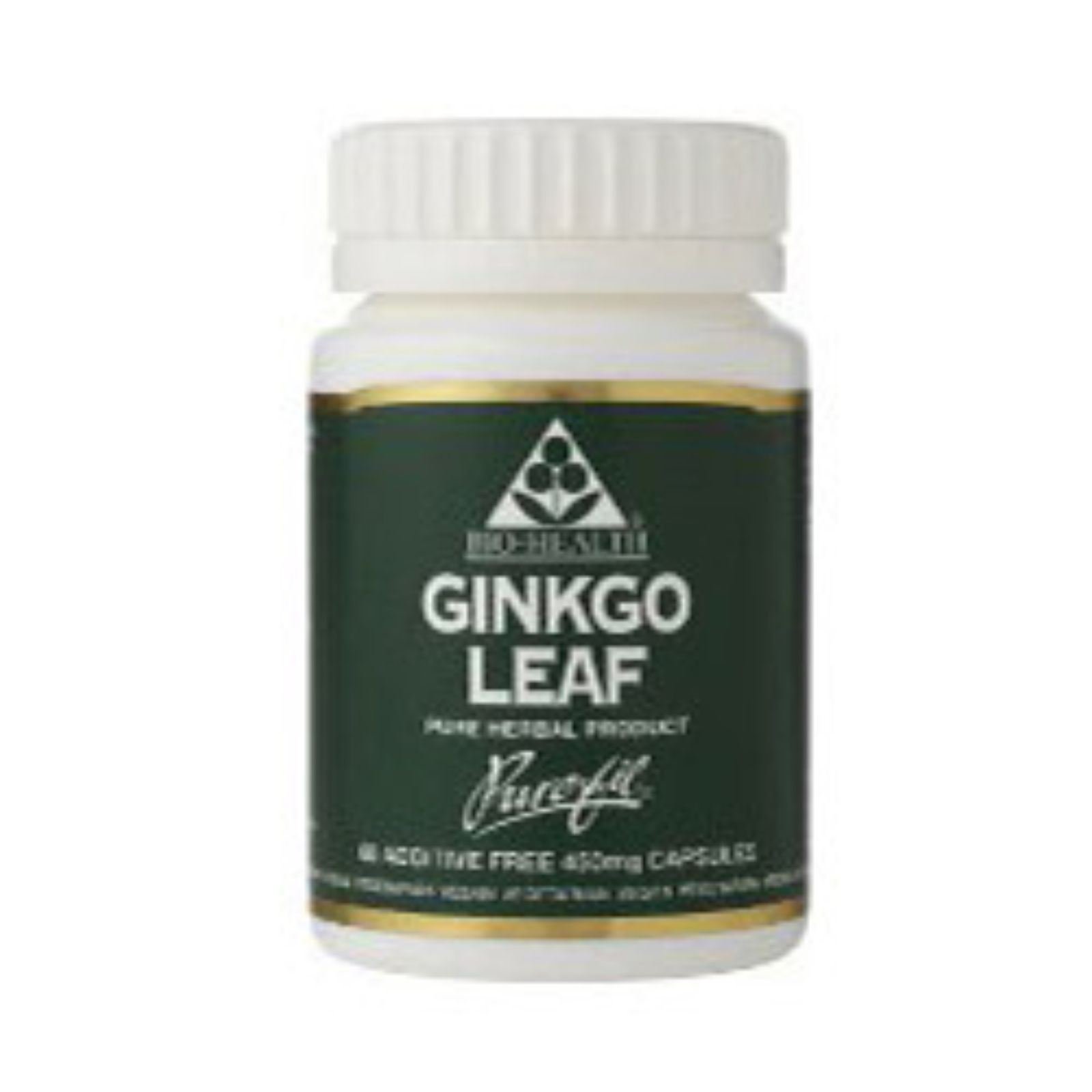 Bio-Health Ginkgo Leaf 450mg Pure Herbal Food Supplement, Supports Blood Circulation, Mental Performance and Boosts Energy Suitable for Vegetarians and Vegans, Additive Free, 60 Capsules