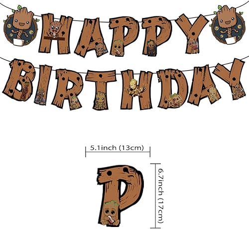 Miniatura 2 de Decoraciones de cumpleaños de Groot de dibujos animados Groot decoraciones de fiesta y espirales colgantes para niños, niños y niñas, suministros de