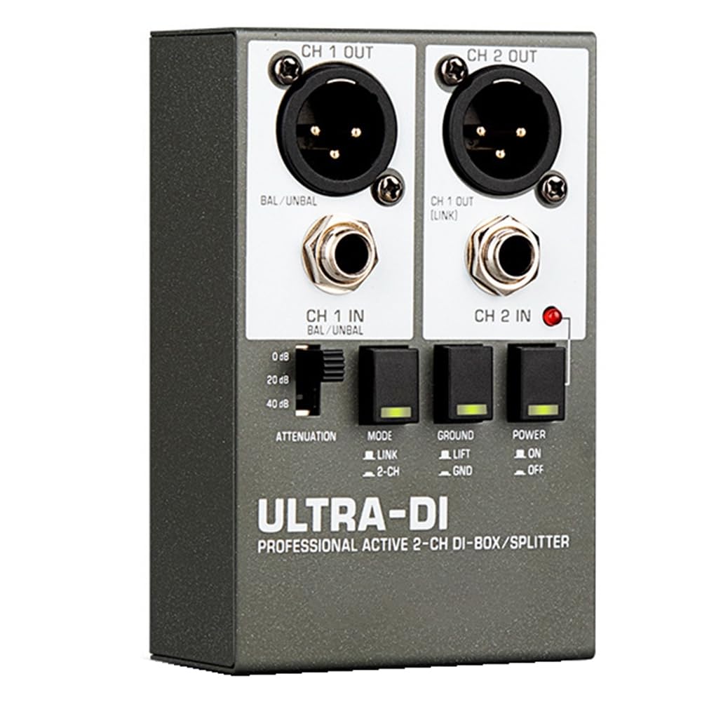 Caja DI de Audio de 2 Canales para Guitarra con Interferencias de Alta Frecuencia para Escenario con Aislamiento de Audio.