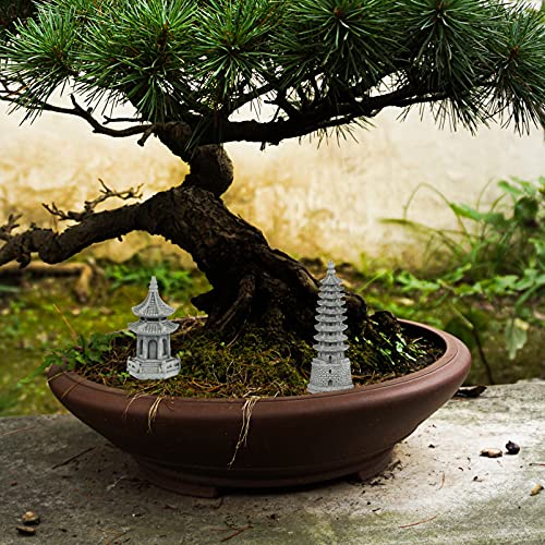 Housoutil 2Pcs Mini Pagoda Figurines Statue Fairy Garden Miniature Hexagon Figurine Vase Micro Landscape Asian Zen Garden Home Aquarium Dollhouse Decoration - Image 4