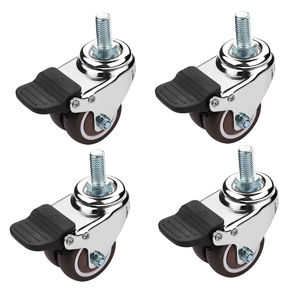 Roulettes de meubles pivotantes double roue m12 haute resistance