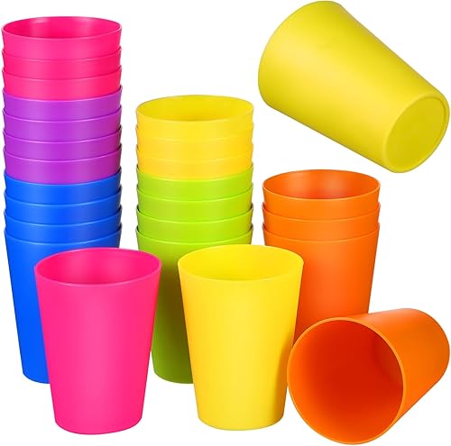Healeved 24 vasos de plástico irrompibles de color para niños pequeños, vasos de plástico duro, vasos para bebidas para fiesta de colores